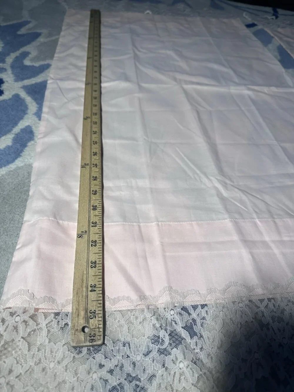 Set Of 2 Vintage Pastel Peach & Cream Lace Open Ended Pillow Case 43” Romantic